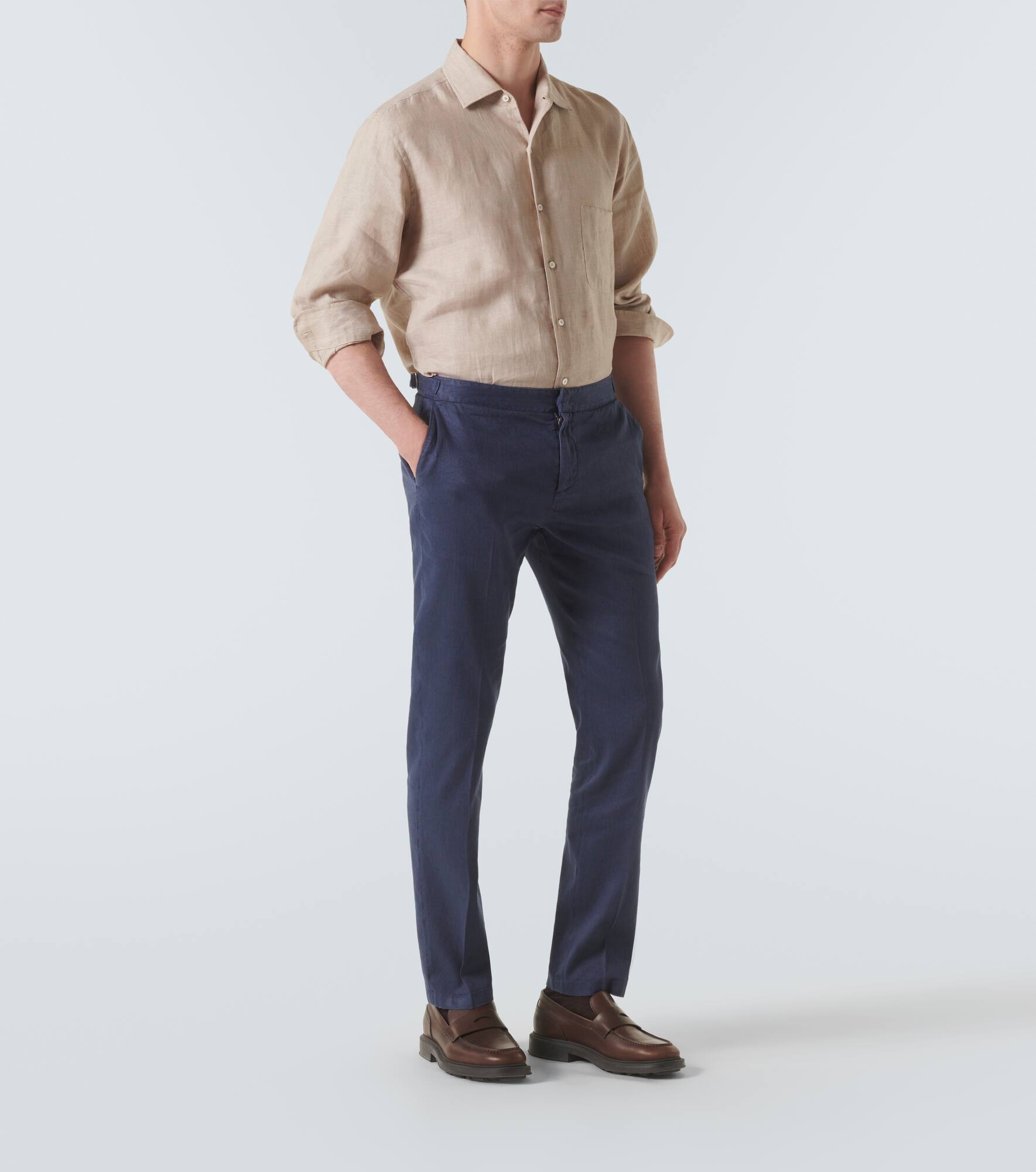 Linen and cotton slim pants - 2