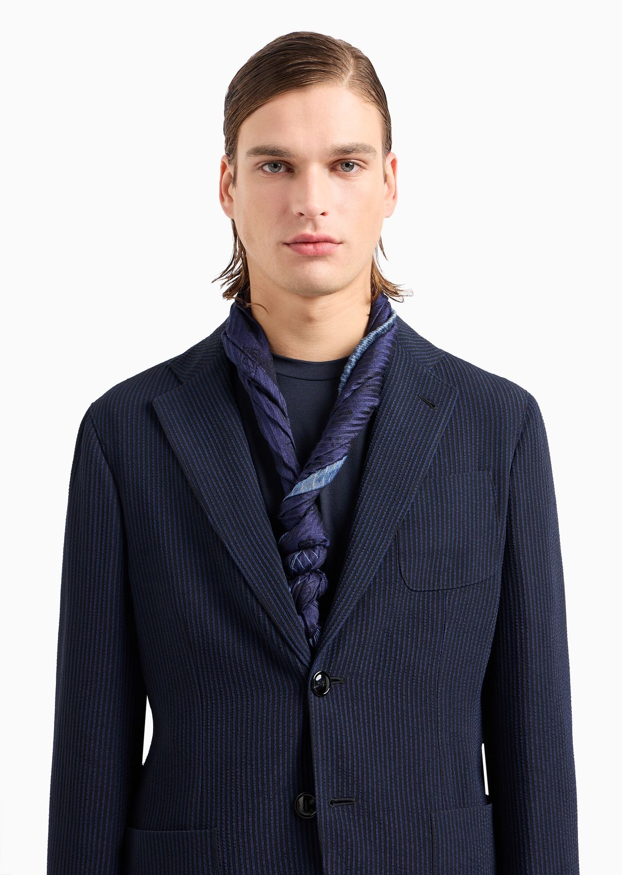 Pleated silk and wool scarf - 3