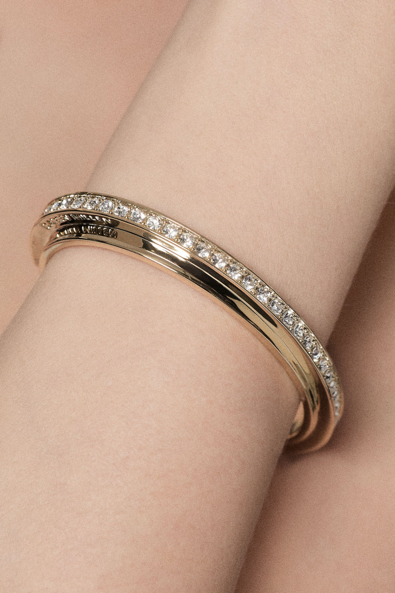 14kt Gold Plated Crystal Diagonal Cuff 1