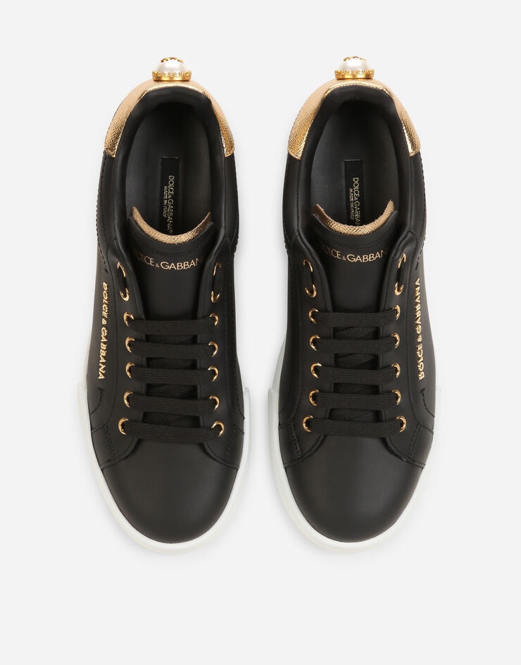 Calfskin nappa Portofino sneakers with lettering - 4