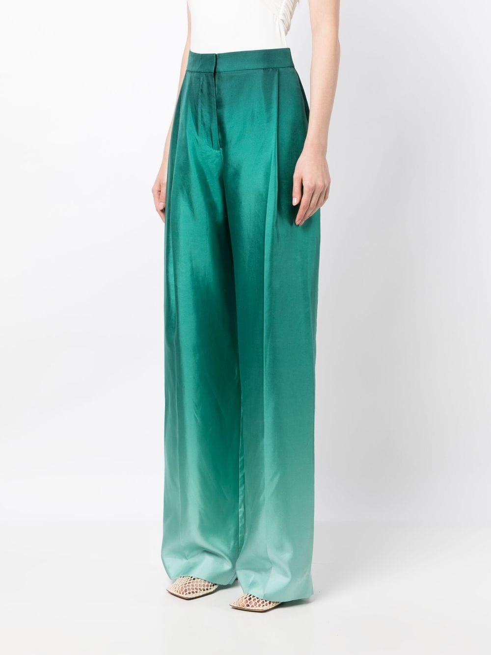 ombré-effect silk palazzo trousers - 3