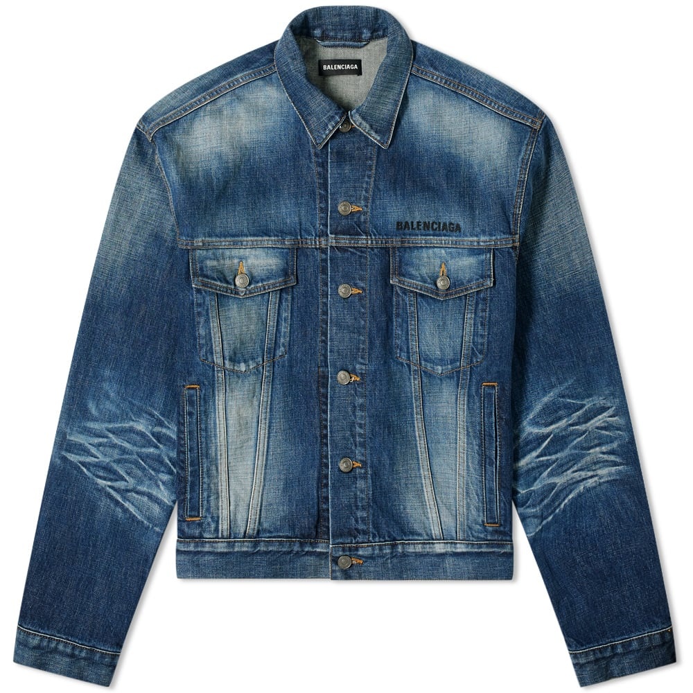 Balenciaga Embroidered Logo Denim Jacket - 1