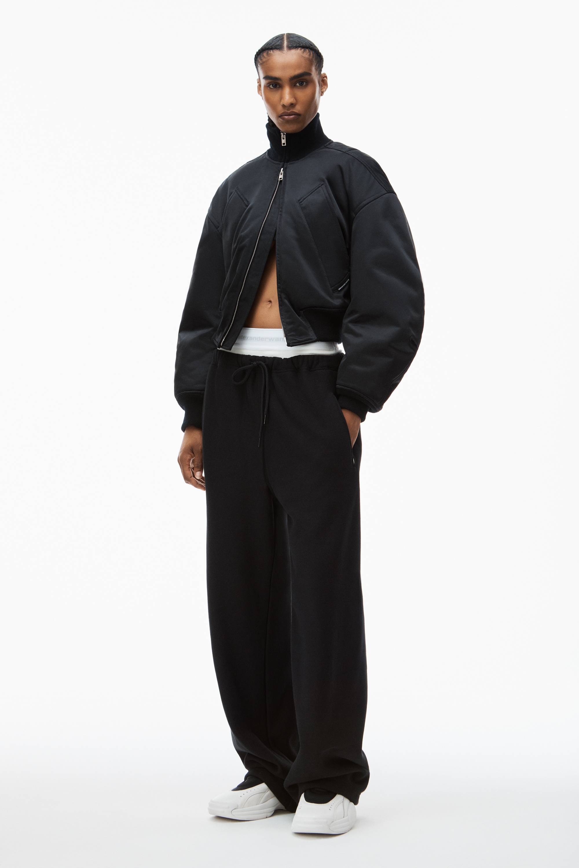 wide leg sweatpants with pre-styled detachable logo brief - 2