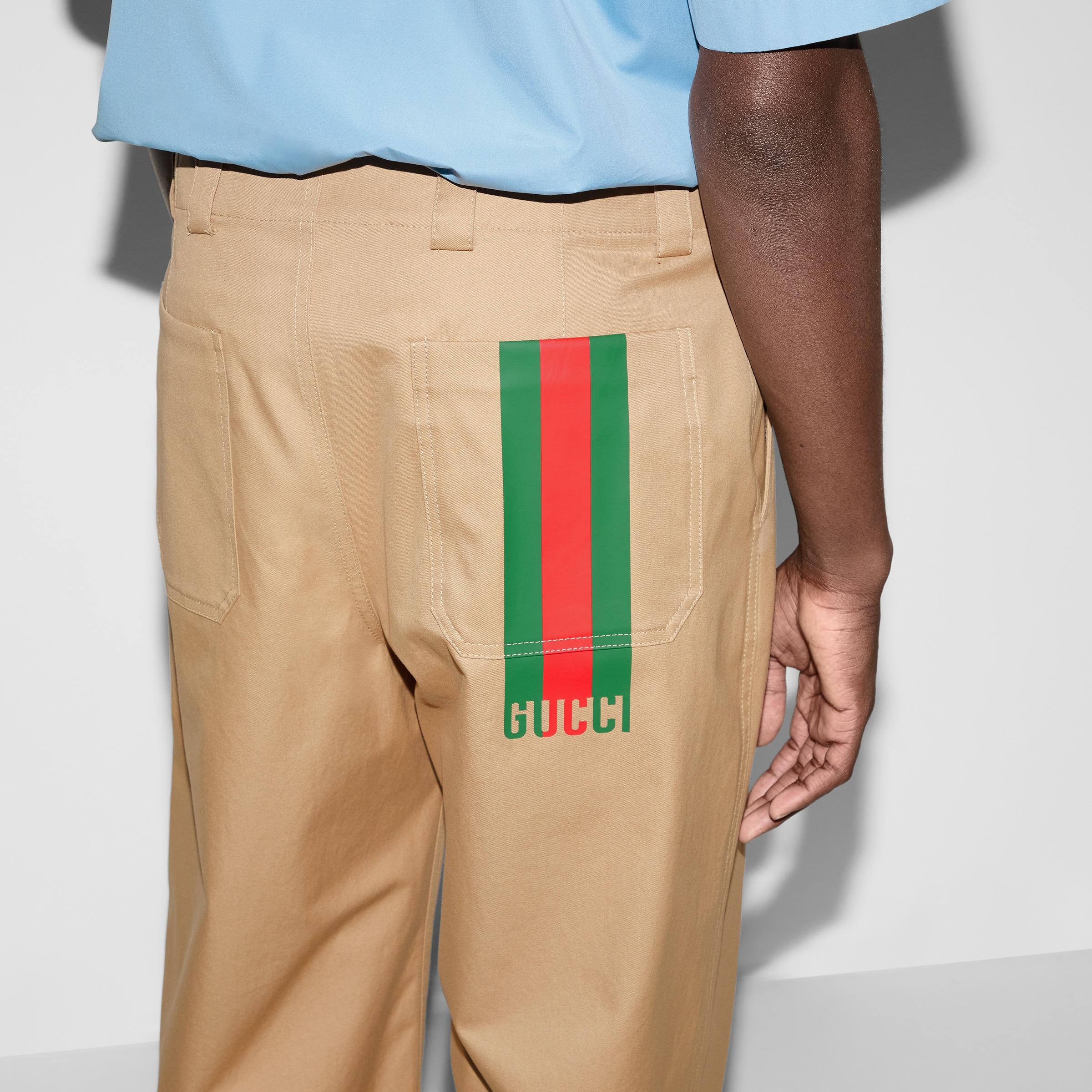 Compact cotton twill pants with Web - 5
