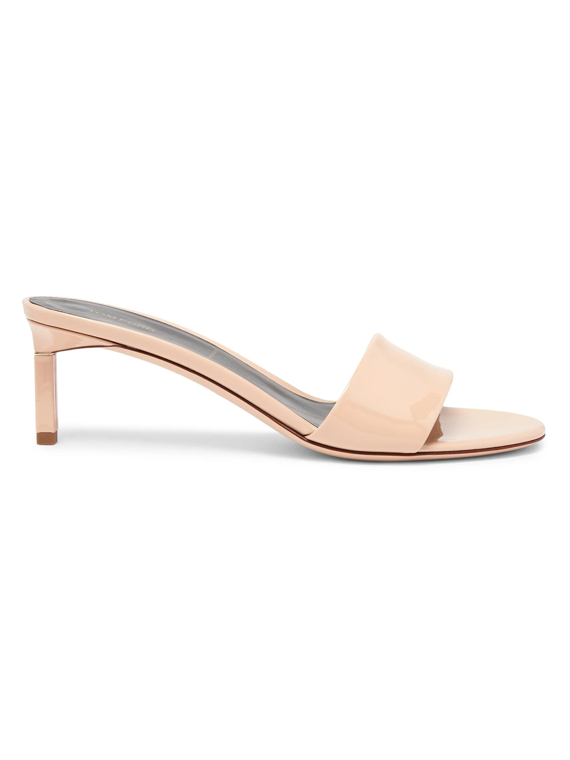 Women's 55MM Patent Leather Kitten-Heel Mules - Beige - 1