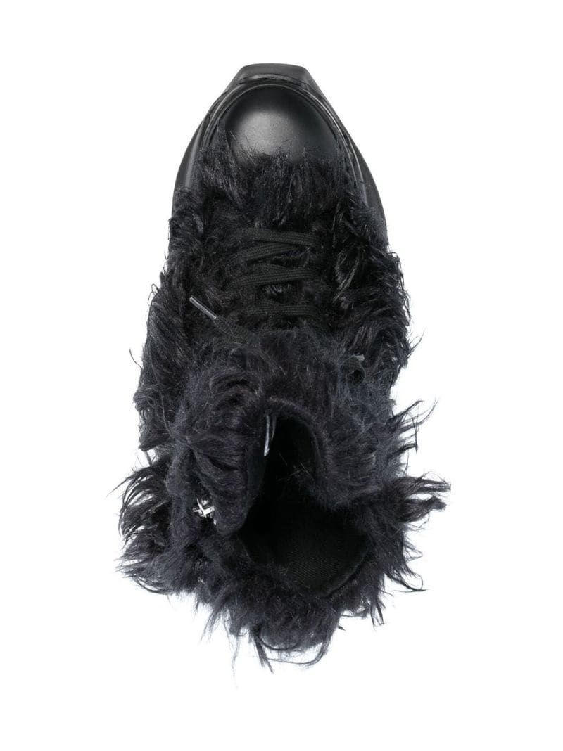 Abstract faux-fur side-zip sneakers - 4