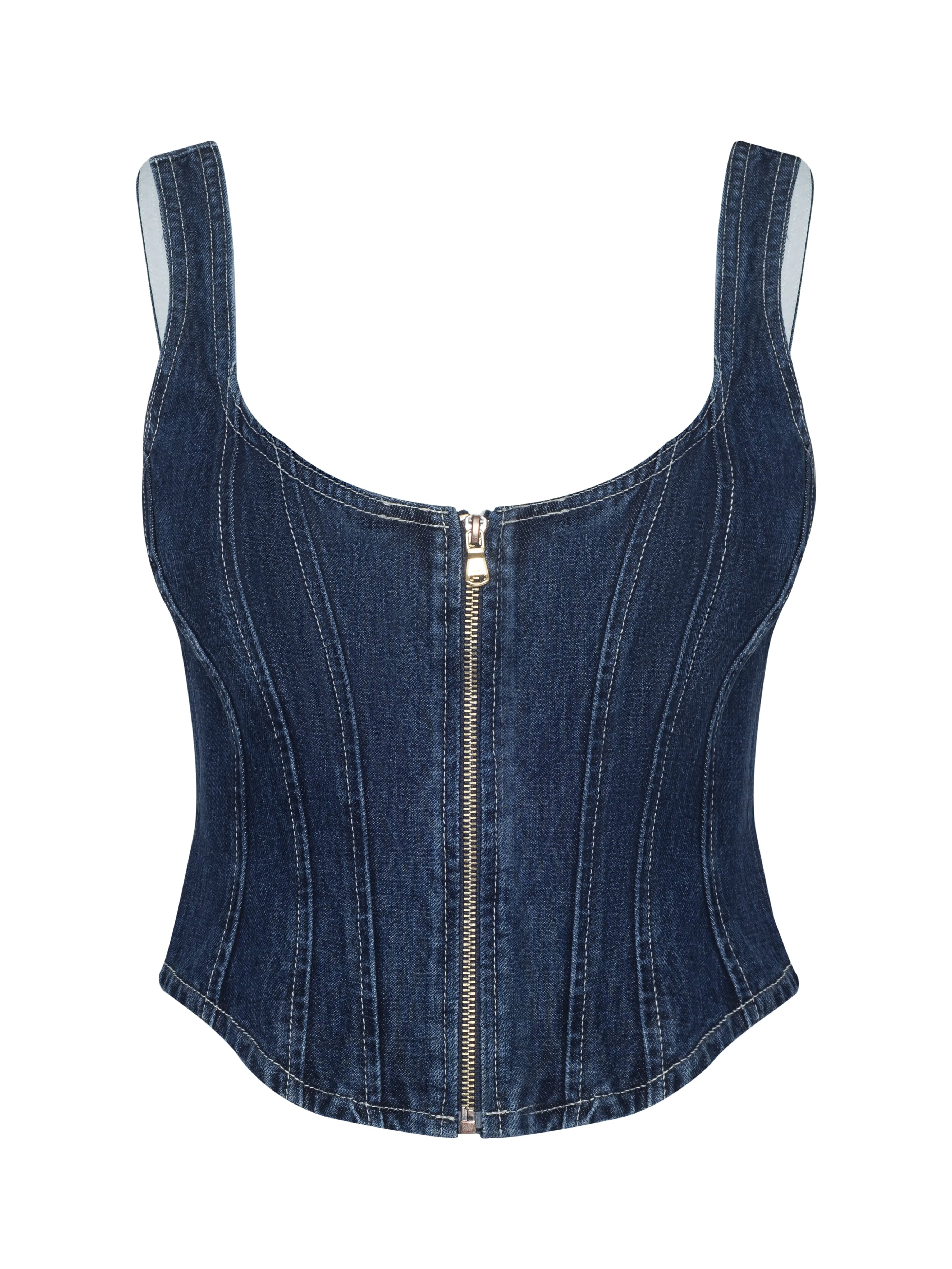 Elysia Zip Corset Denim Tank - 1