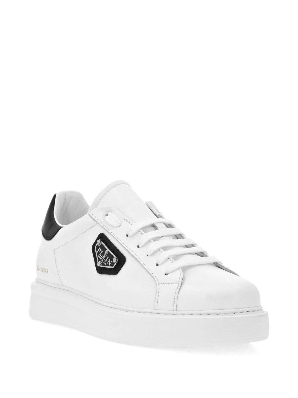 logo-plaque leather trainers - 2