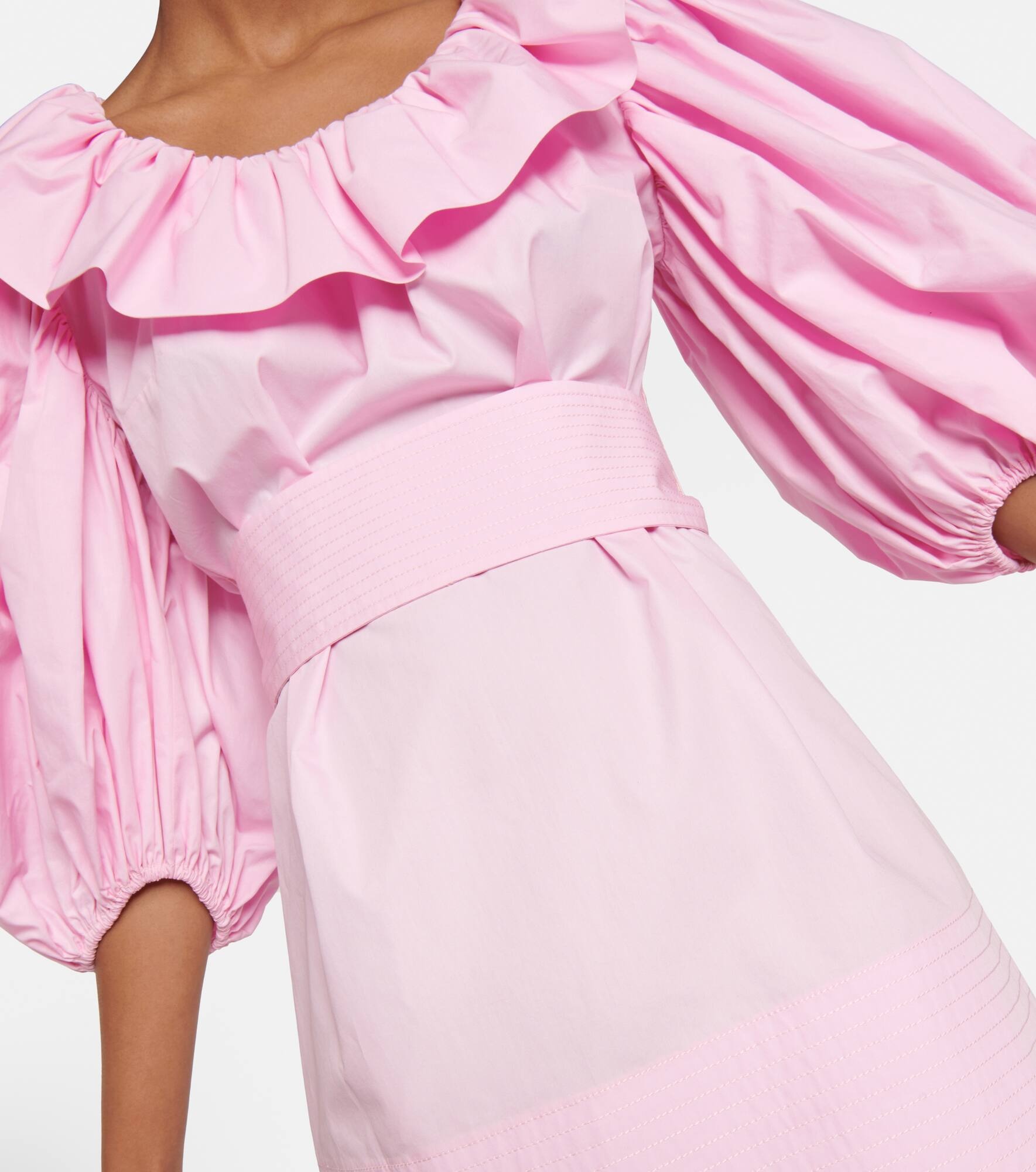 Puff-sleeve cotton minidress - 5