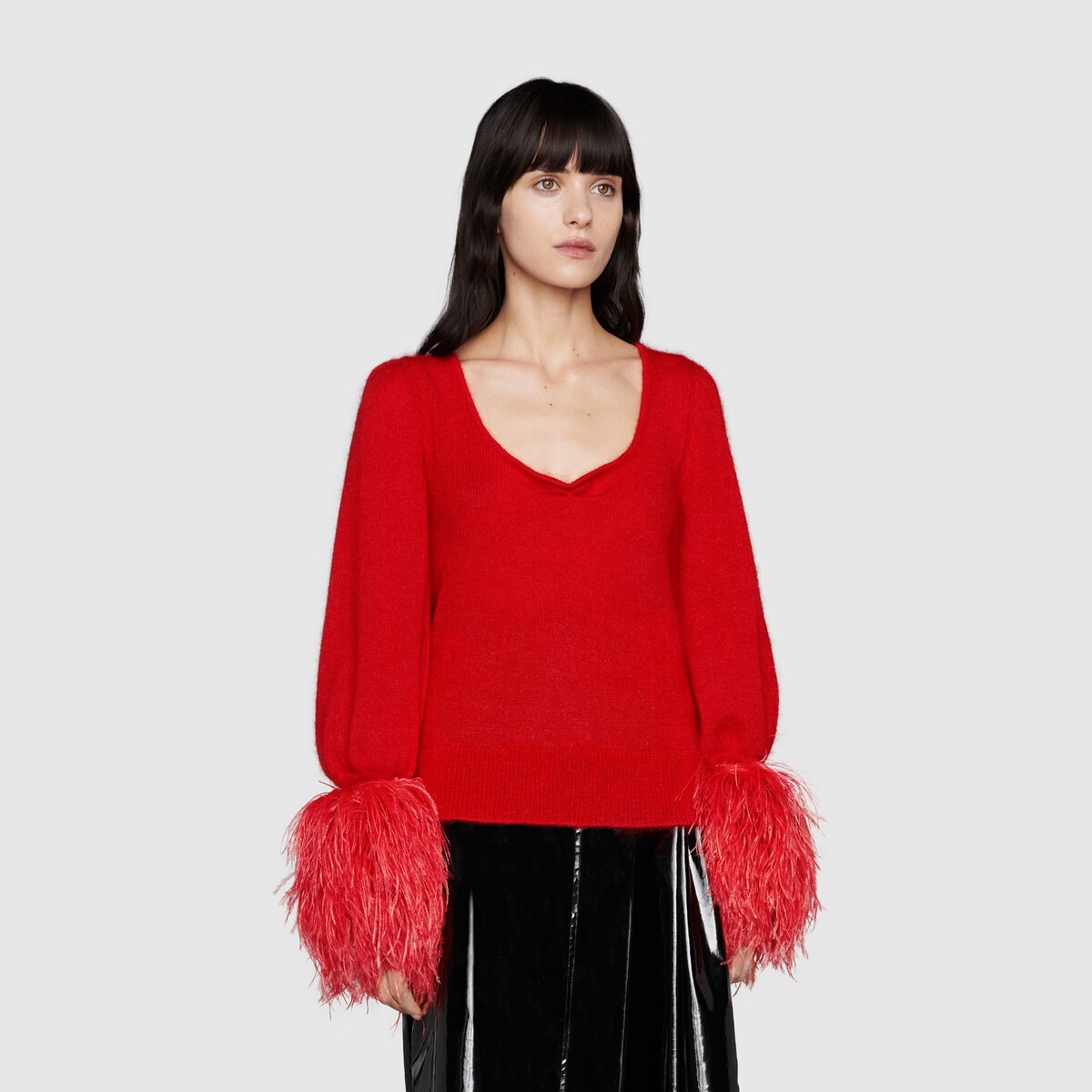 Silk mohair sweater with feathers - 3