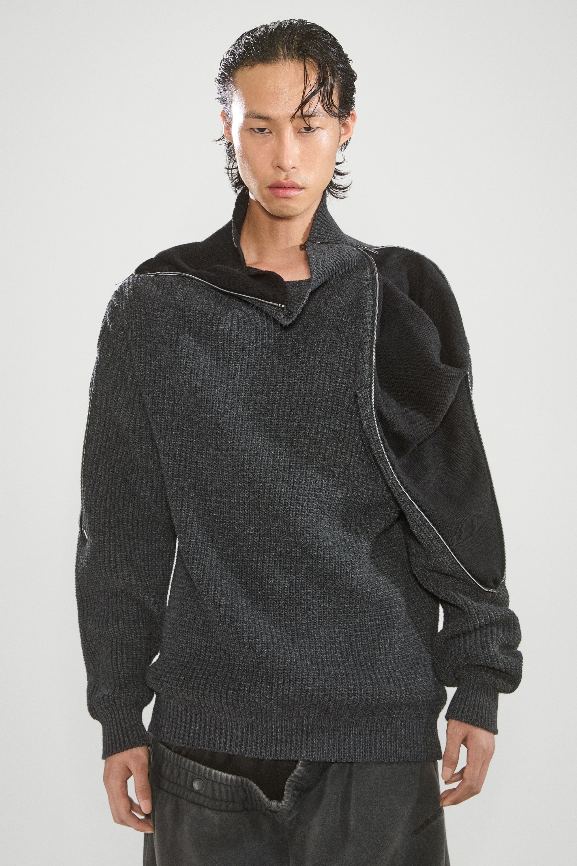 Zip Insert High Neck Pullover - 6