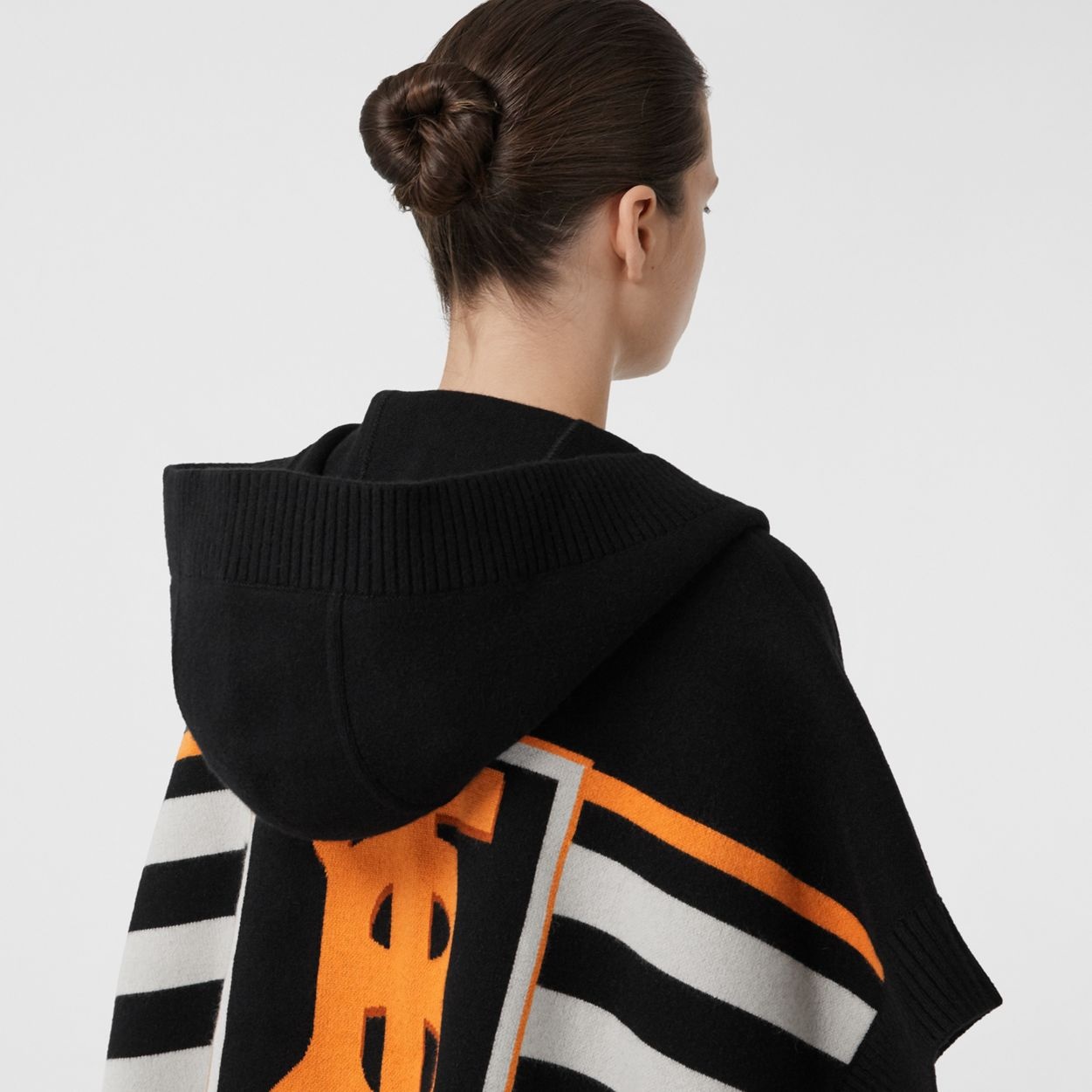 Monogram Motif Intarsia Wool Cashmere Blend Cape - 2