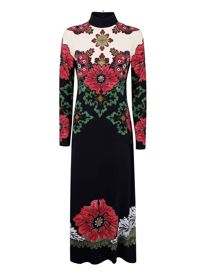 floral-print high-neck dress 1