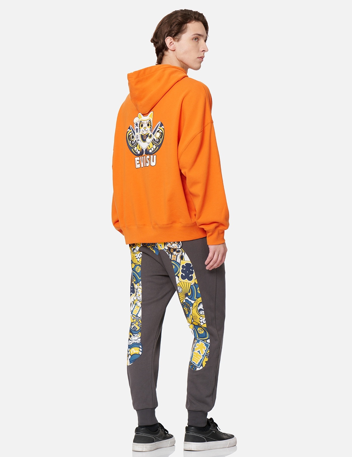 EVISU SQUAD DAICOCK PRINT WITH FORTUNE CAT EMBROIDERY SWEATPANTS - 3
