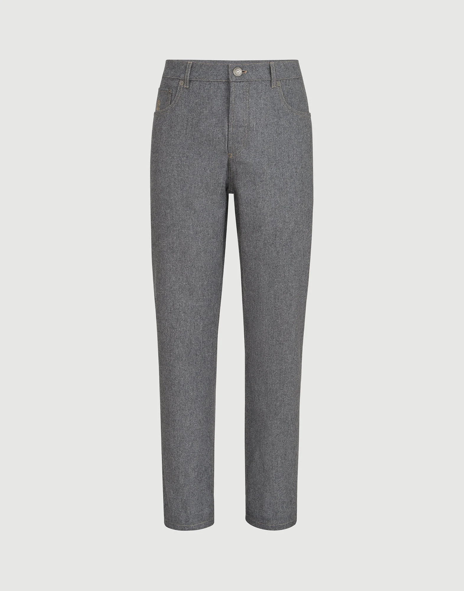 Virgin wool flannel five-pocket trousers - 1