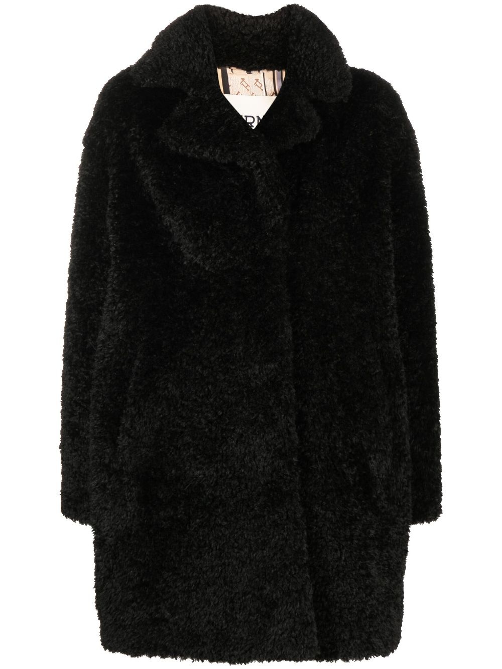 faux-fur single-breasted coat - 1