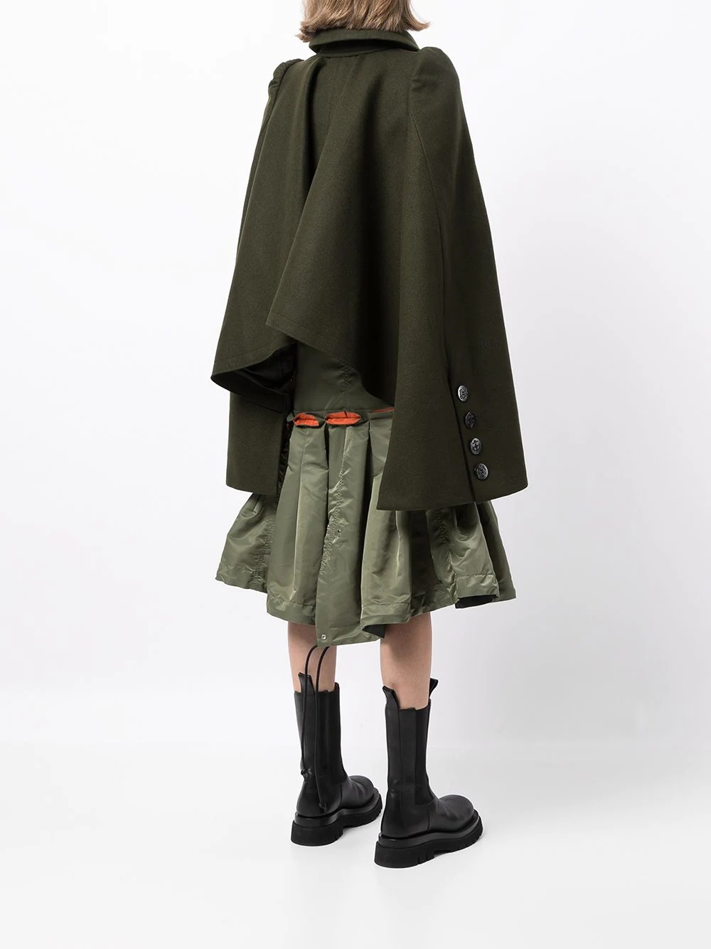 double-breasted button cape coat - 4