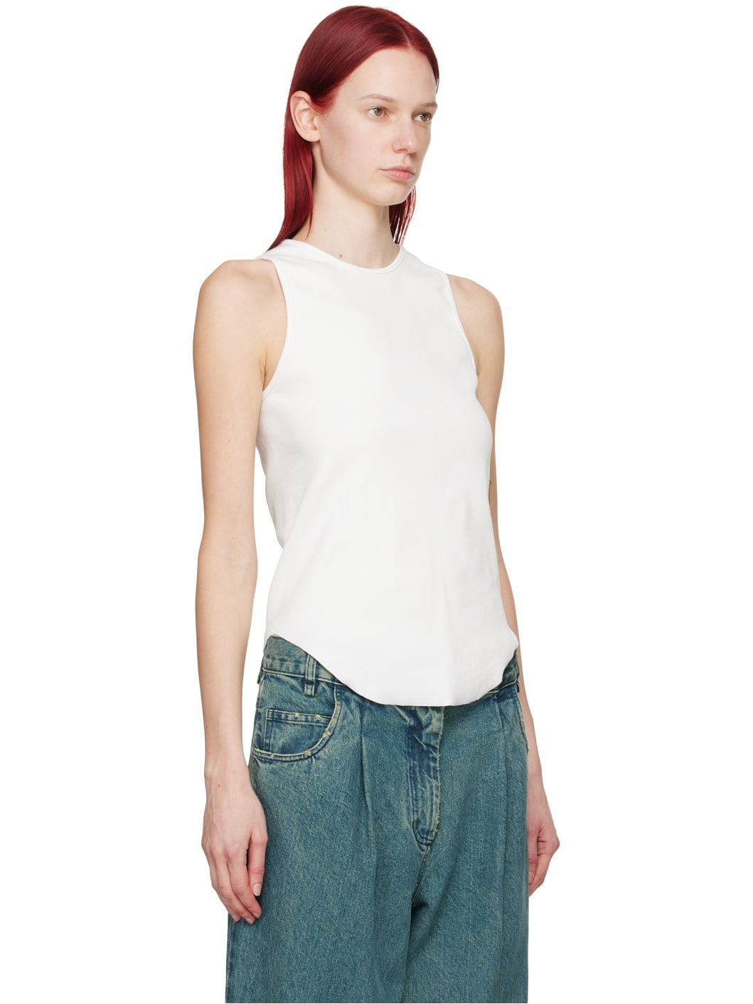 White Raw Edge Tank Top - 2