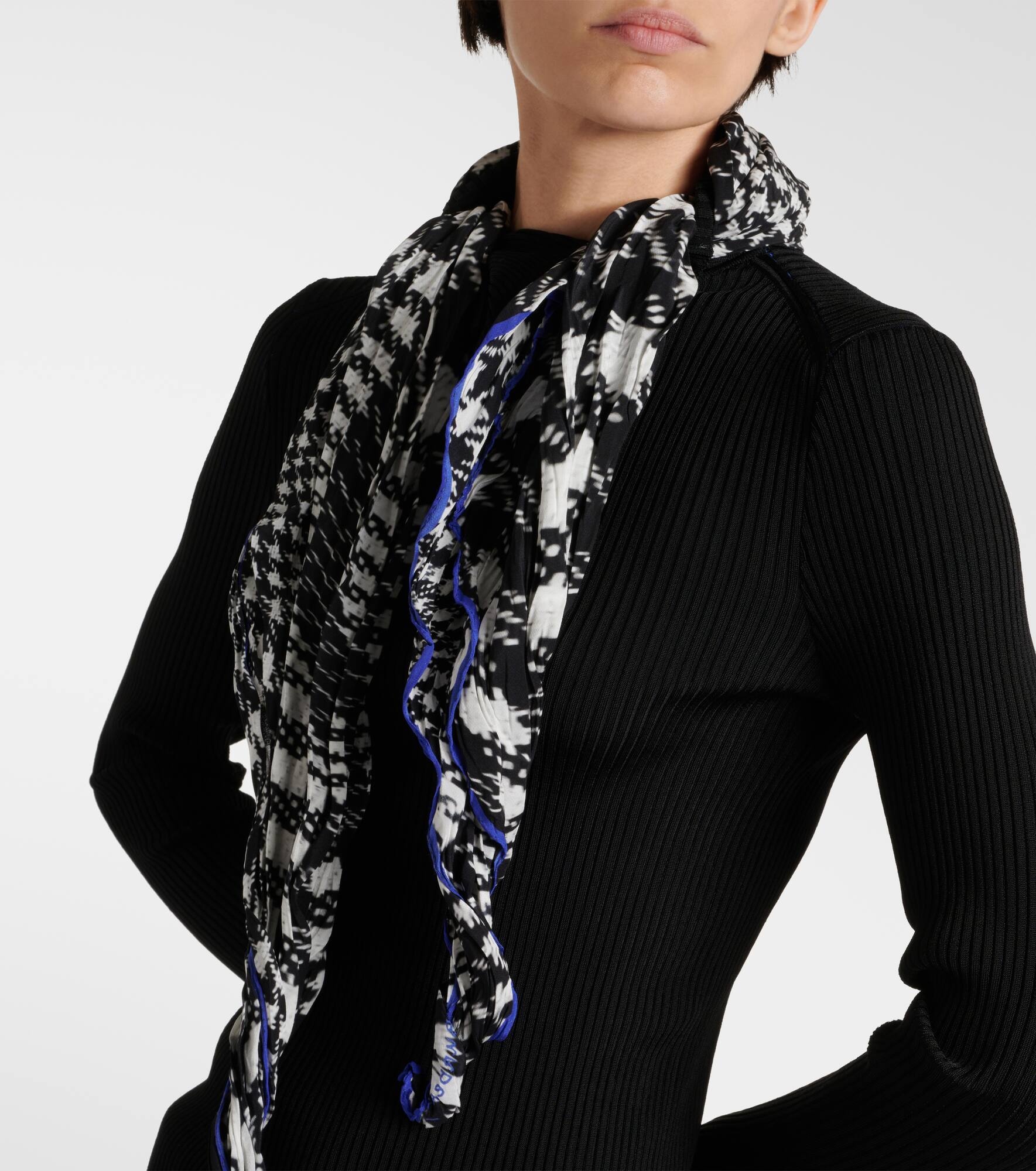 Scarf-detail ribbed-knit sweater - 4