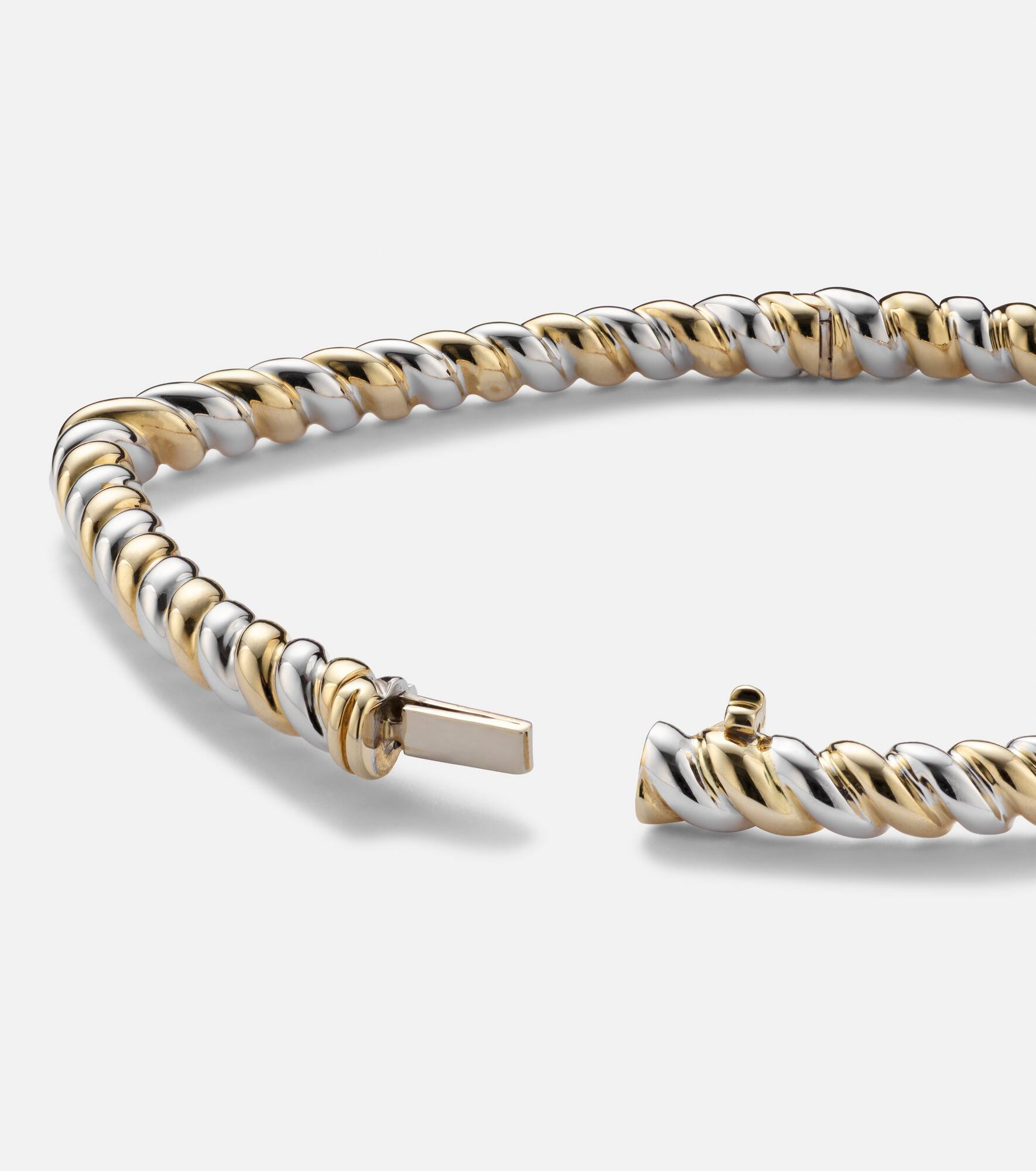 Jonc Cœur 9kt gold and white gold bangle - 5