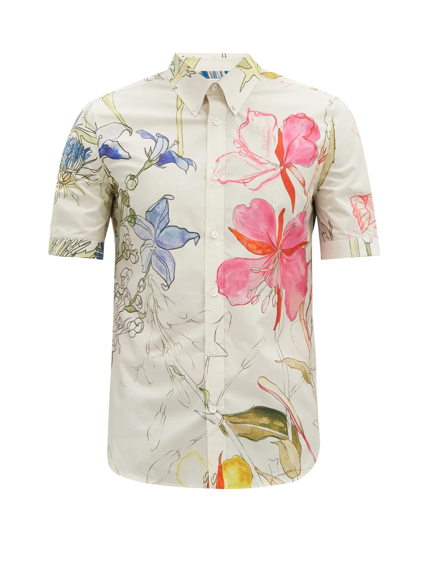 Deconstructed floral-print cotton shirt - 1