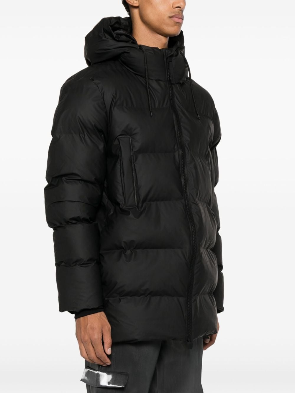 logo-patch hooded padded jacket - 3