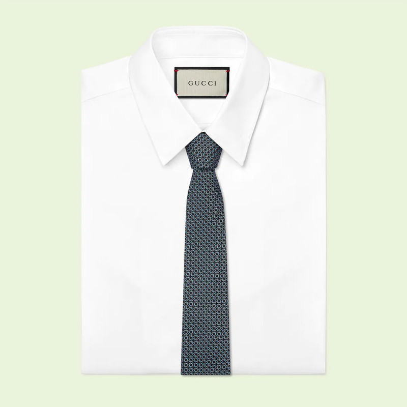 GUCCI Geometric G silk jacquard tie outlook