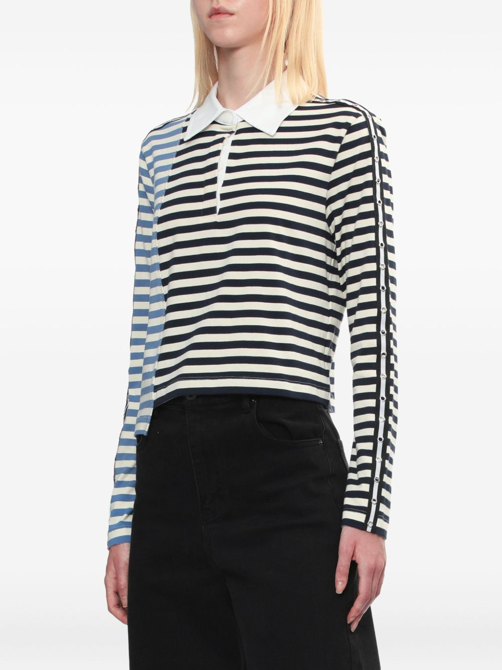 striped panelled polo top - 3