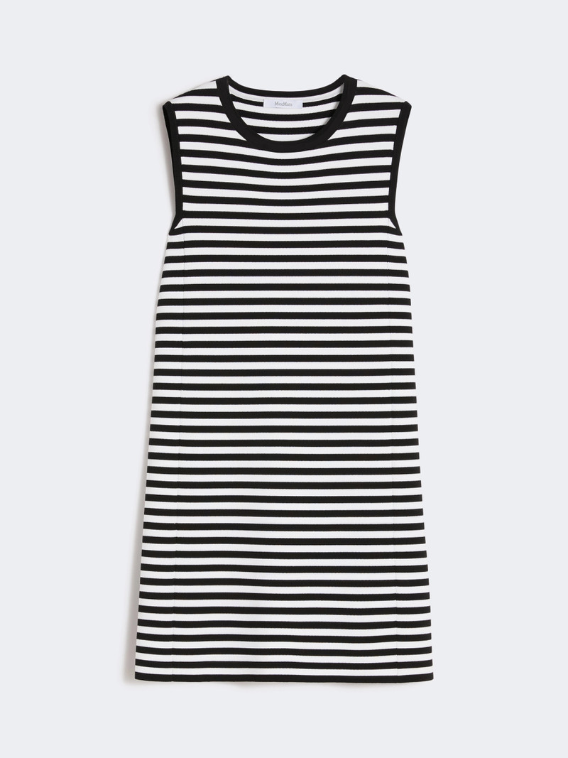 RANE Sleeveless dress in viscose crêpe yarn - BLACK 1