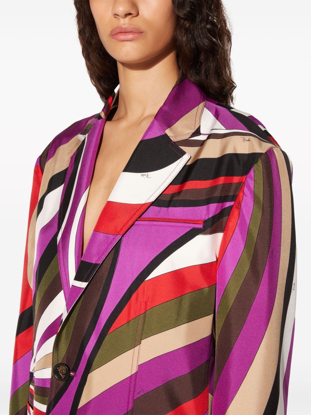 abstract-print silk blazer - 2