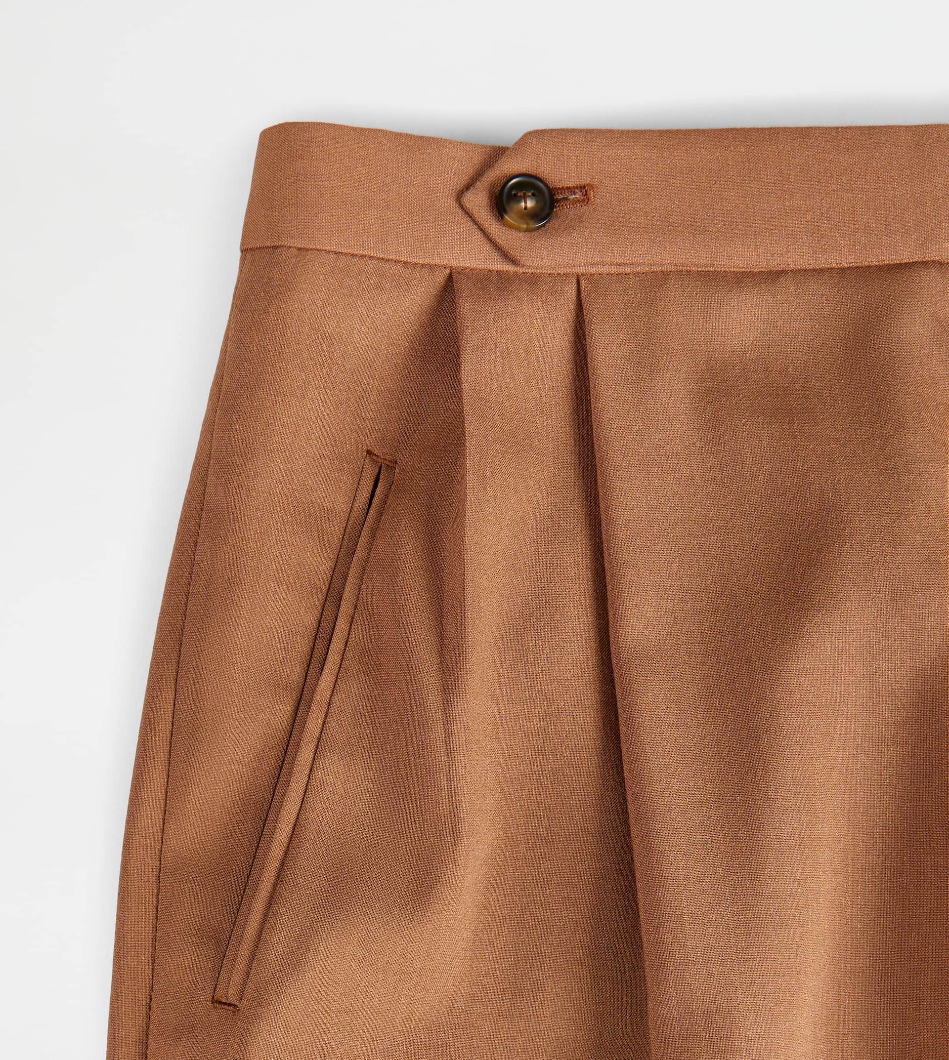 PANTS IN SILK BLEND WOOL - BROWN - 8