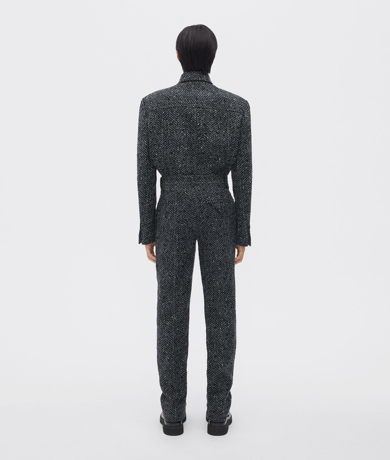 slim leg mouliné herringbone wool trousers 3