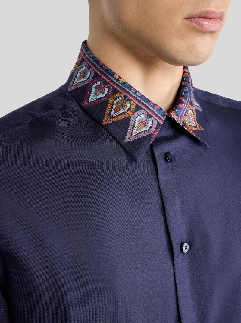 Etro SHORT-SLEEVED SILK SHIRT WITH PLACED PRINT outlook