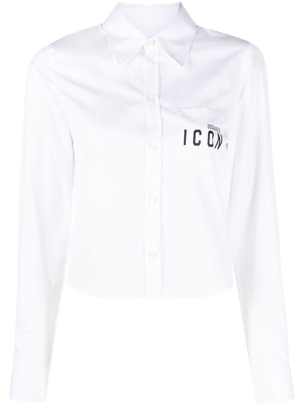 Icon print cropped cotton shirt - 1