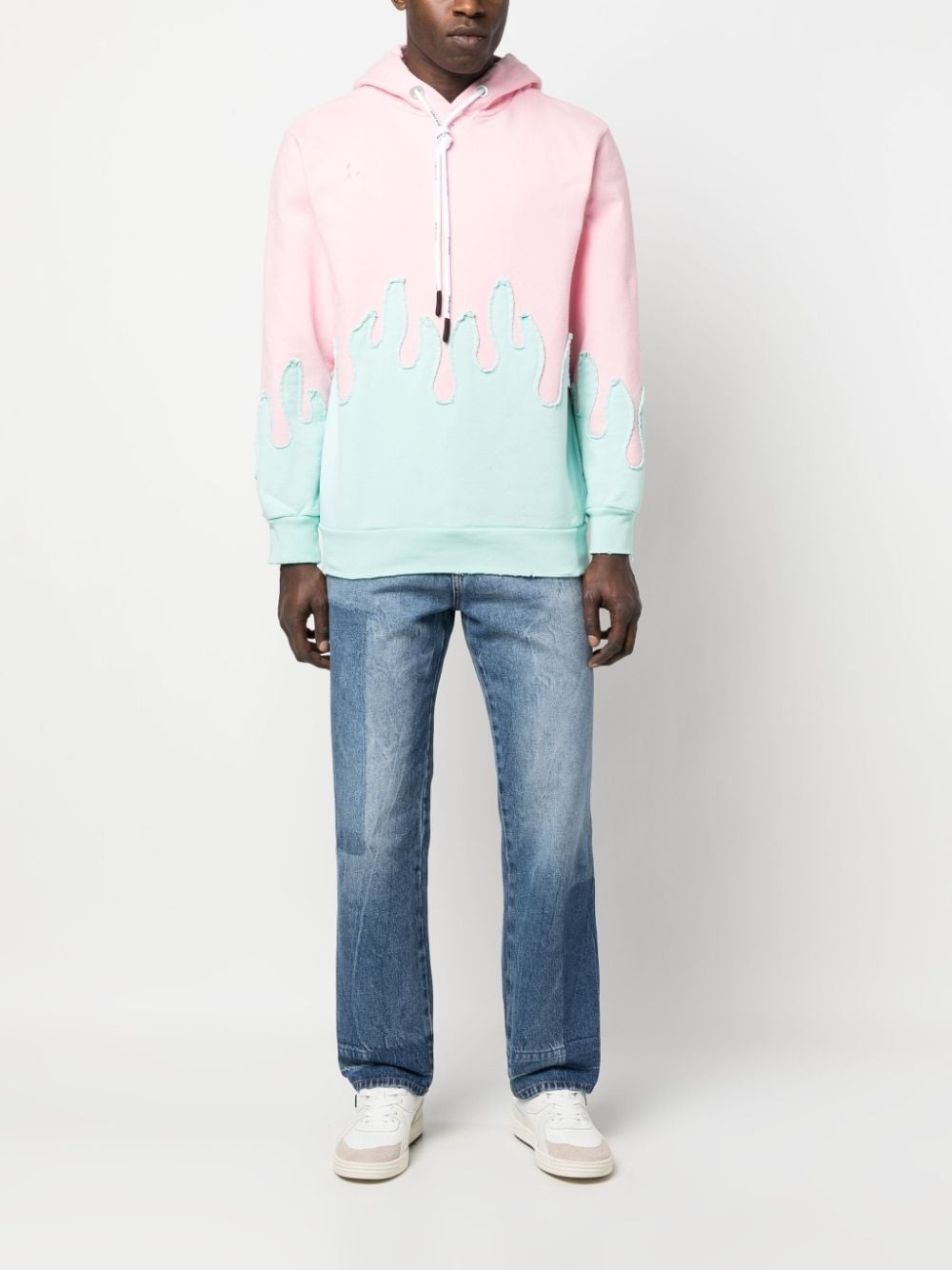 Layered Flames drawstring hoodie - 2