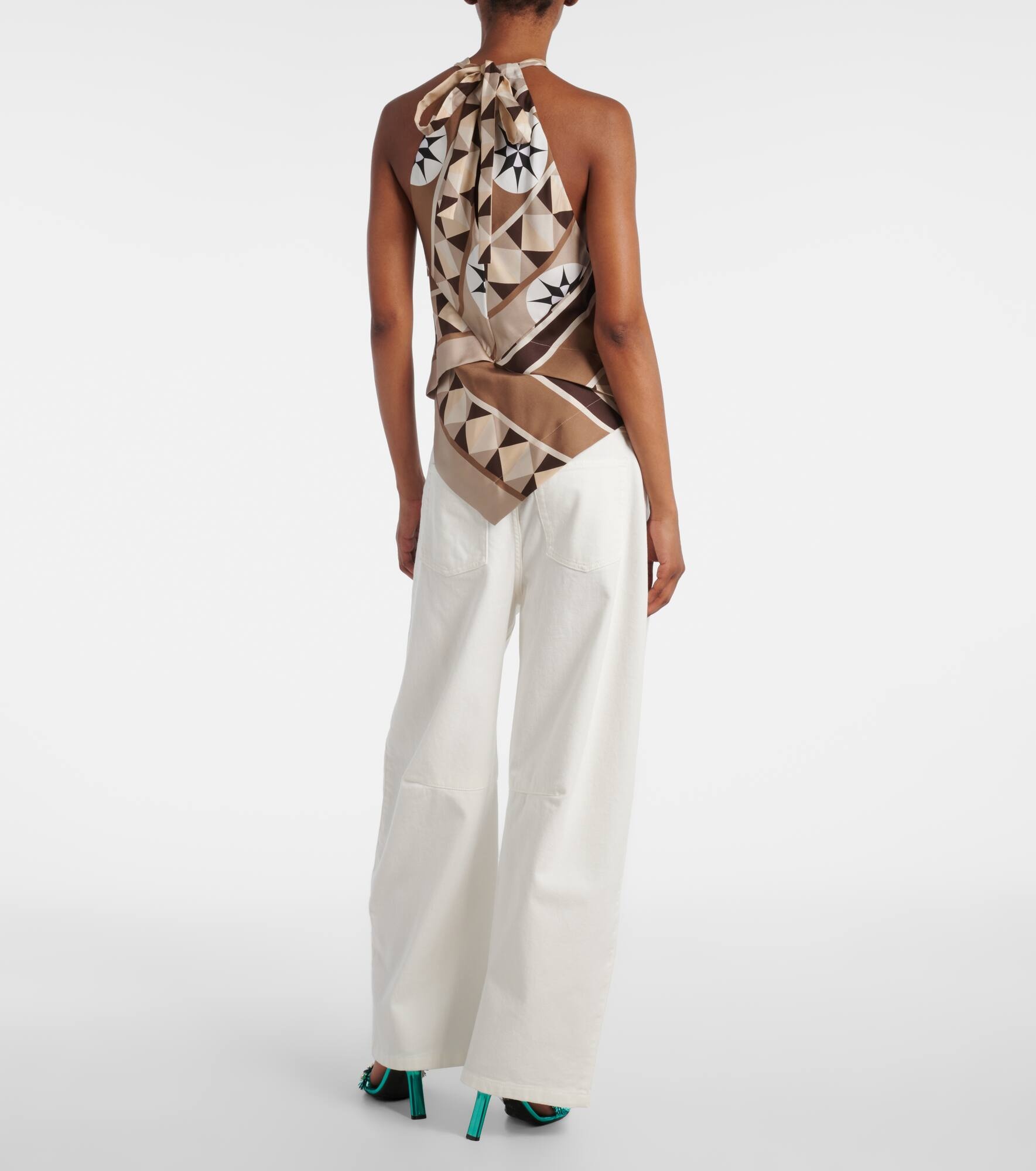 Paula's Ibiza Anagram printed silk top - 3