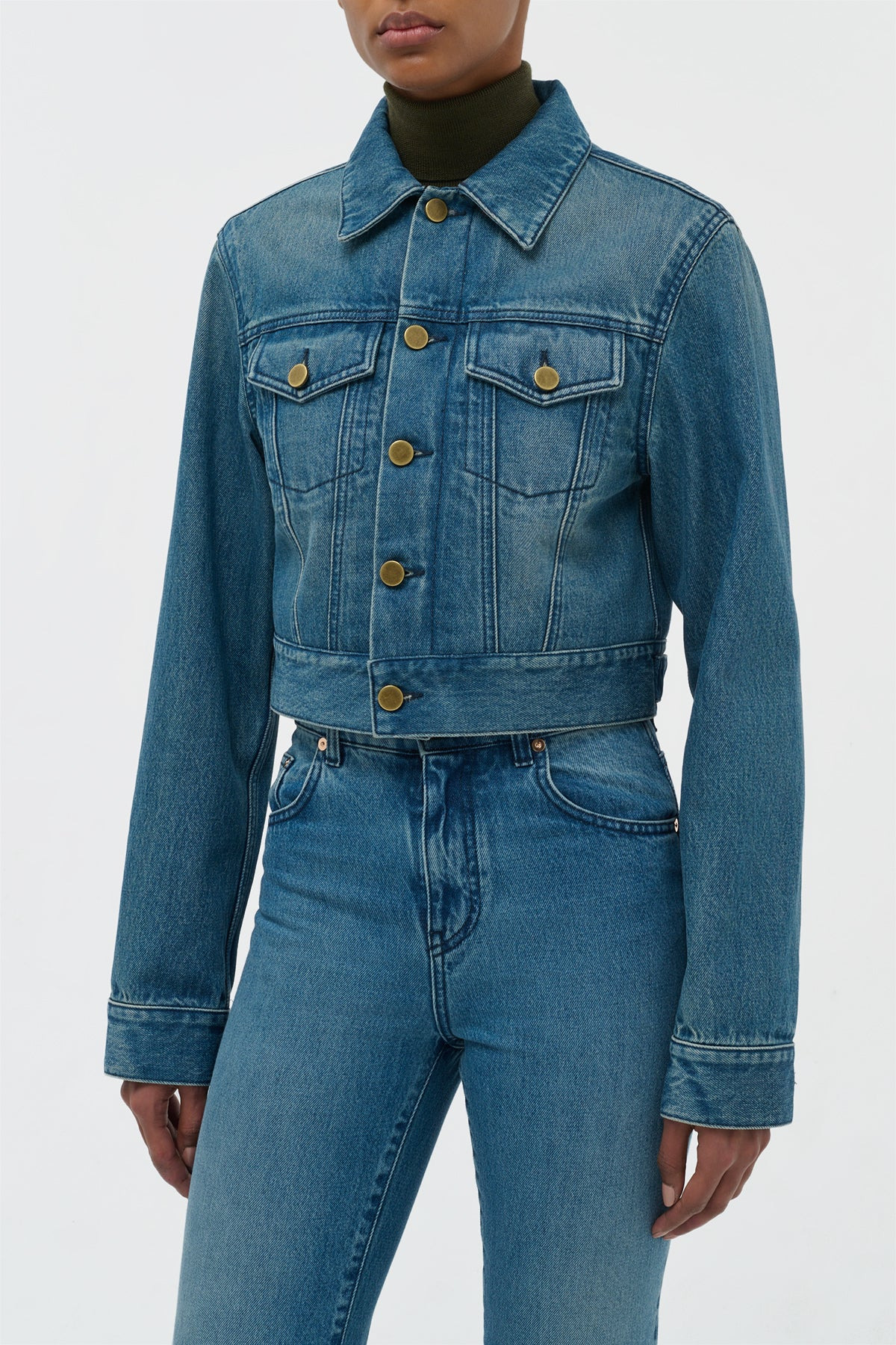 Bronte Jacket in Uruguayan Blue Recycled Cotton Denim - 5