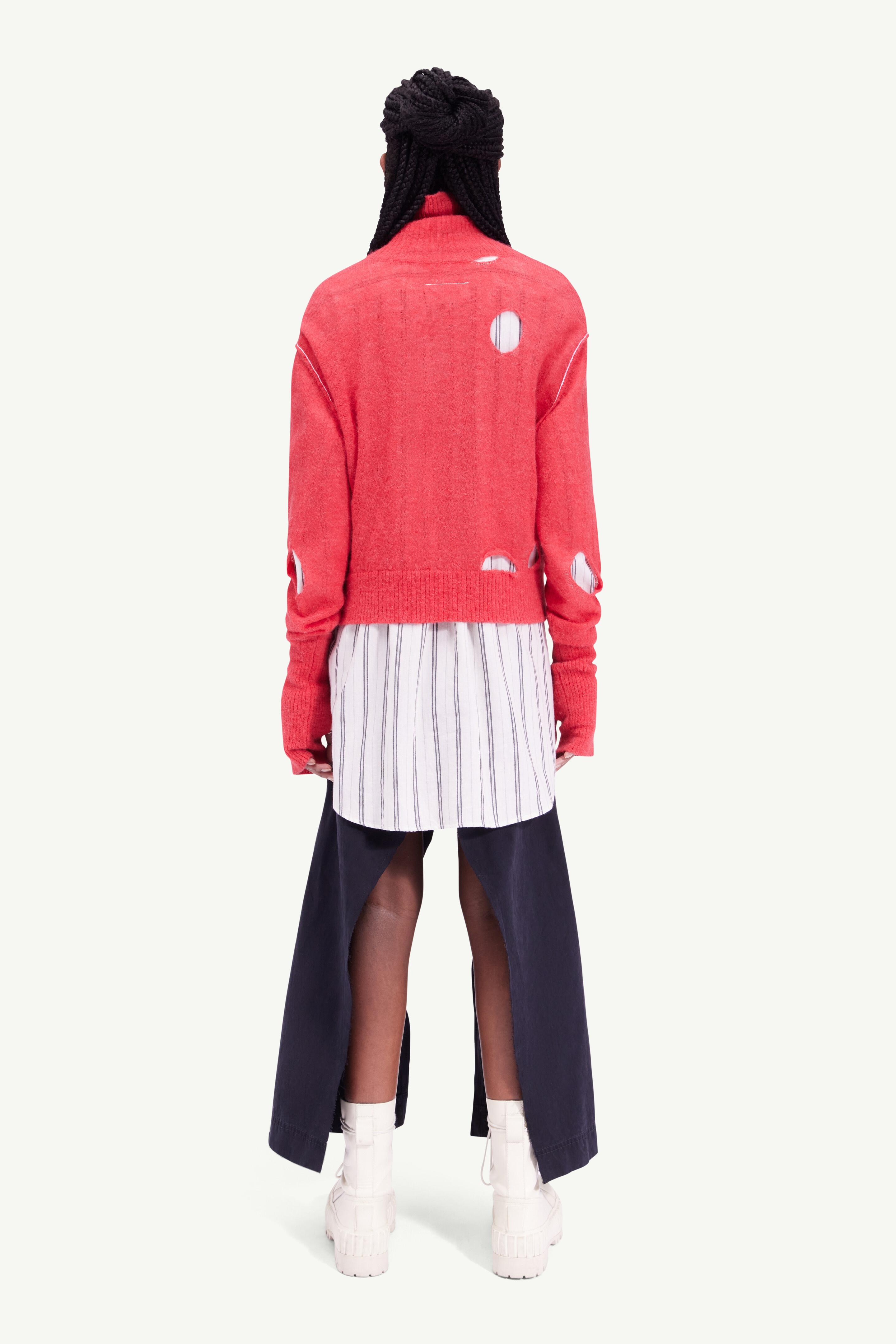 Distressed knit high-neck sweater - 4