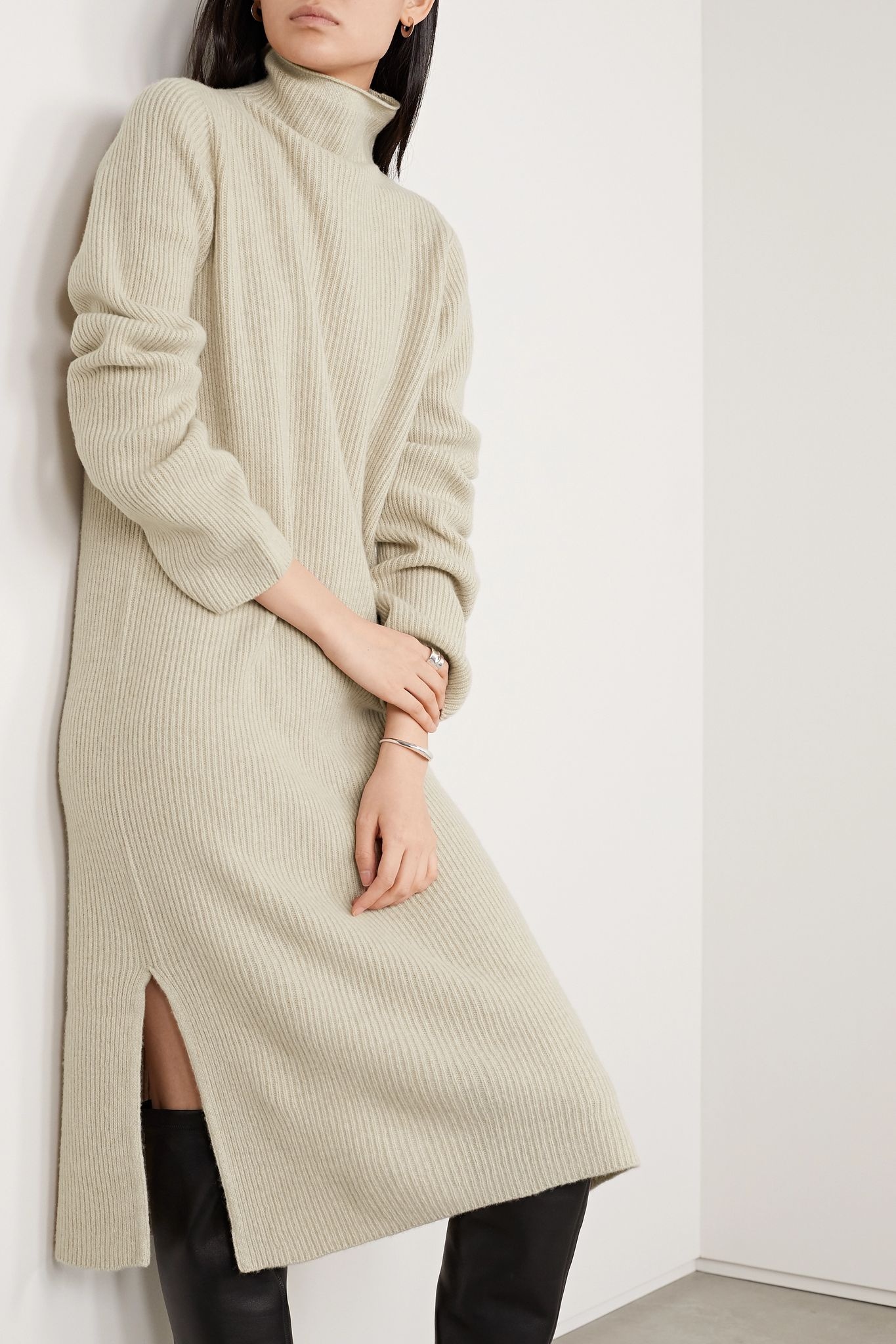 Moa ribbed wool and cashmere-blend turtleneck midi dress - 3