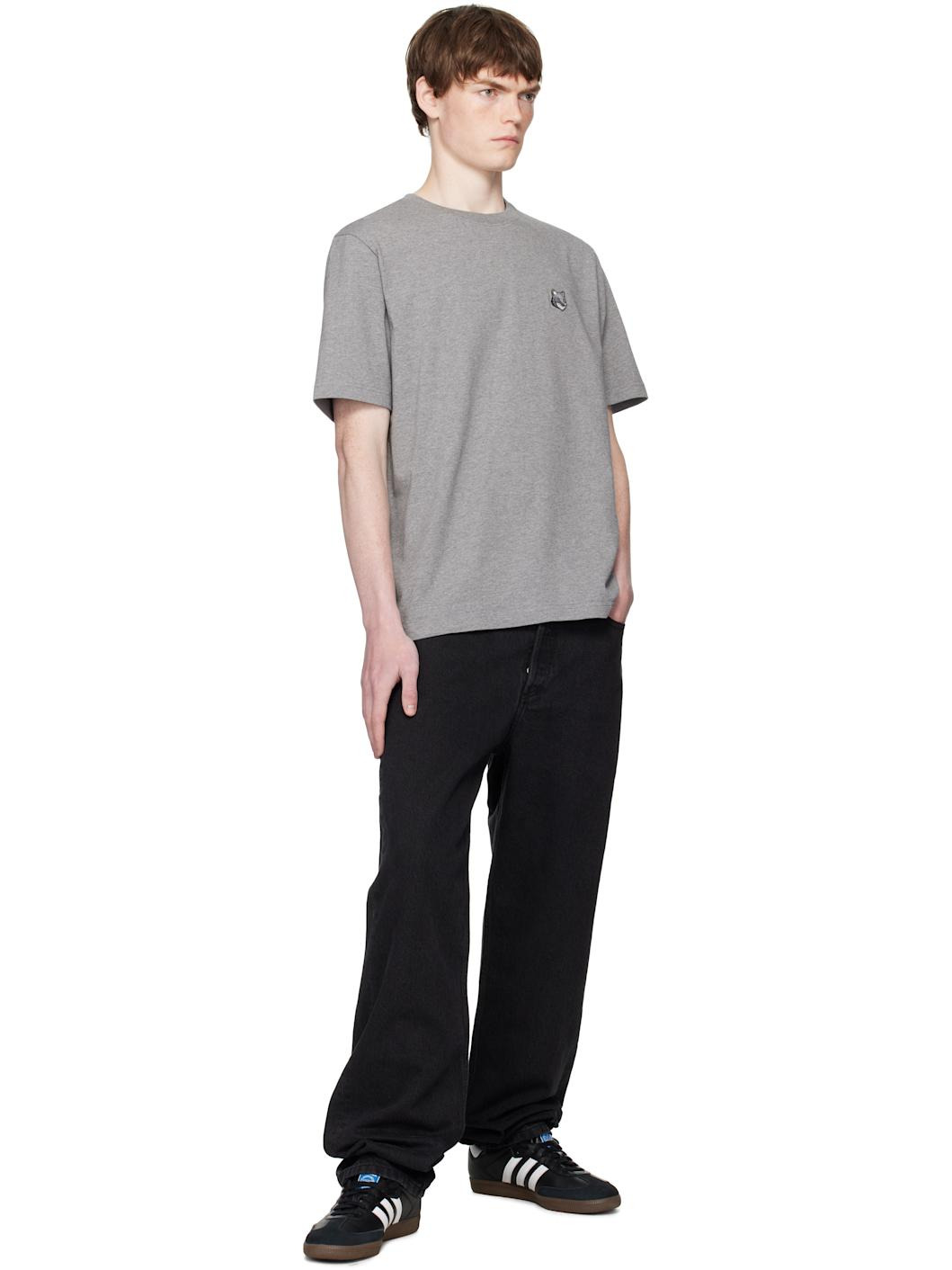 Gray Bold Fox Head Patch Comfort T-shirt - 4