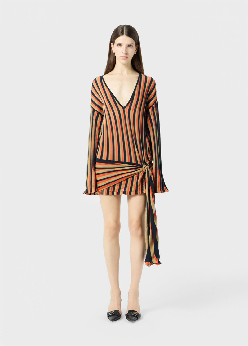 Blumarine SHORT STRIPED KNIT DRESS WITH SASH BELT outlook
