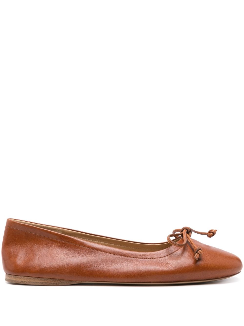round-toe leather ballerina shoes - 1