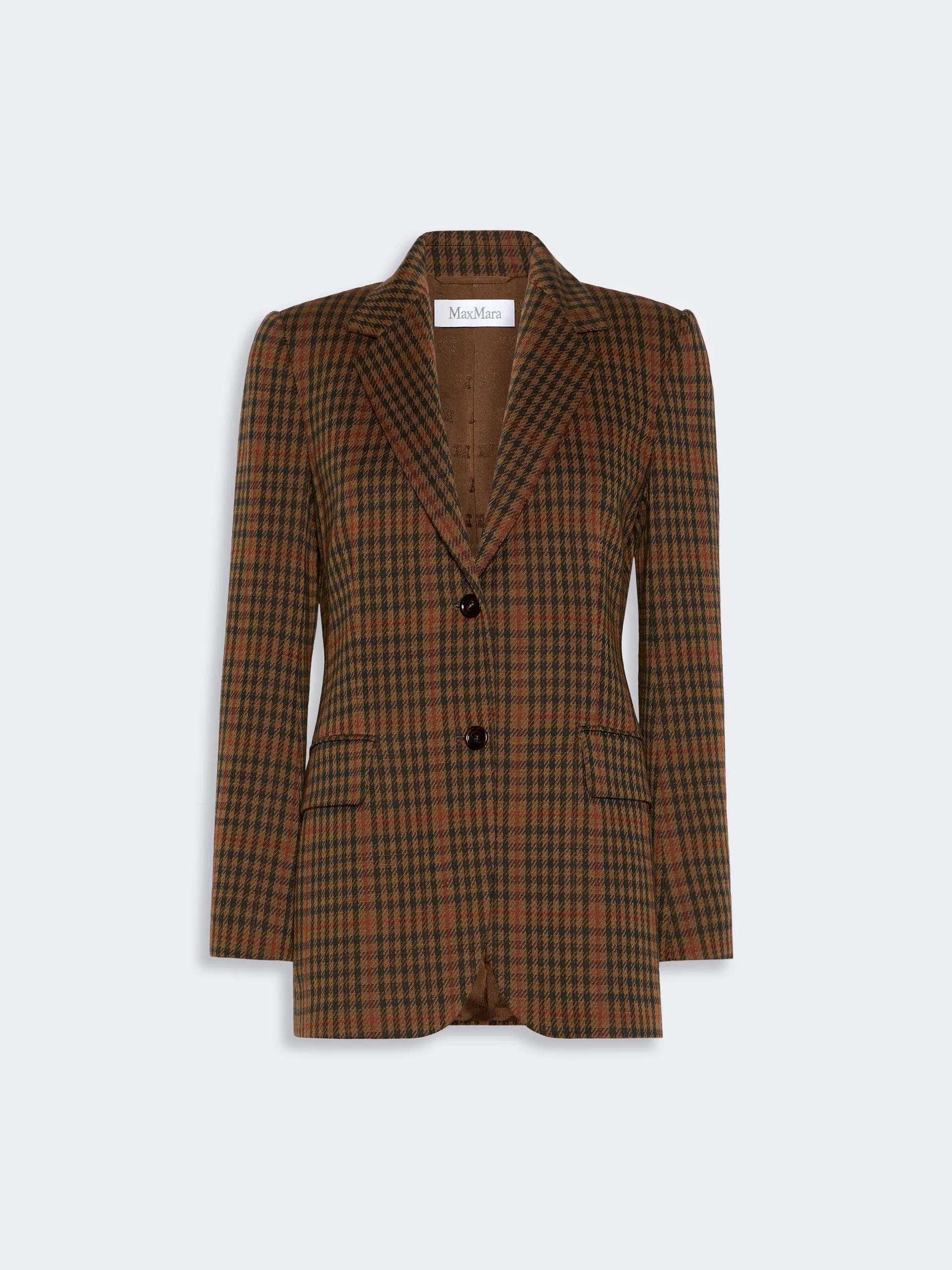 GALOSCE Single-breasted Glen plaid jersey blazer - TOBACCO - 1