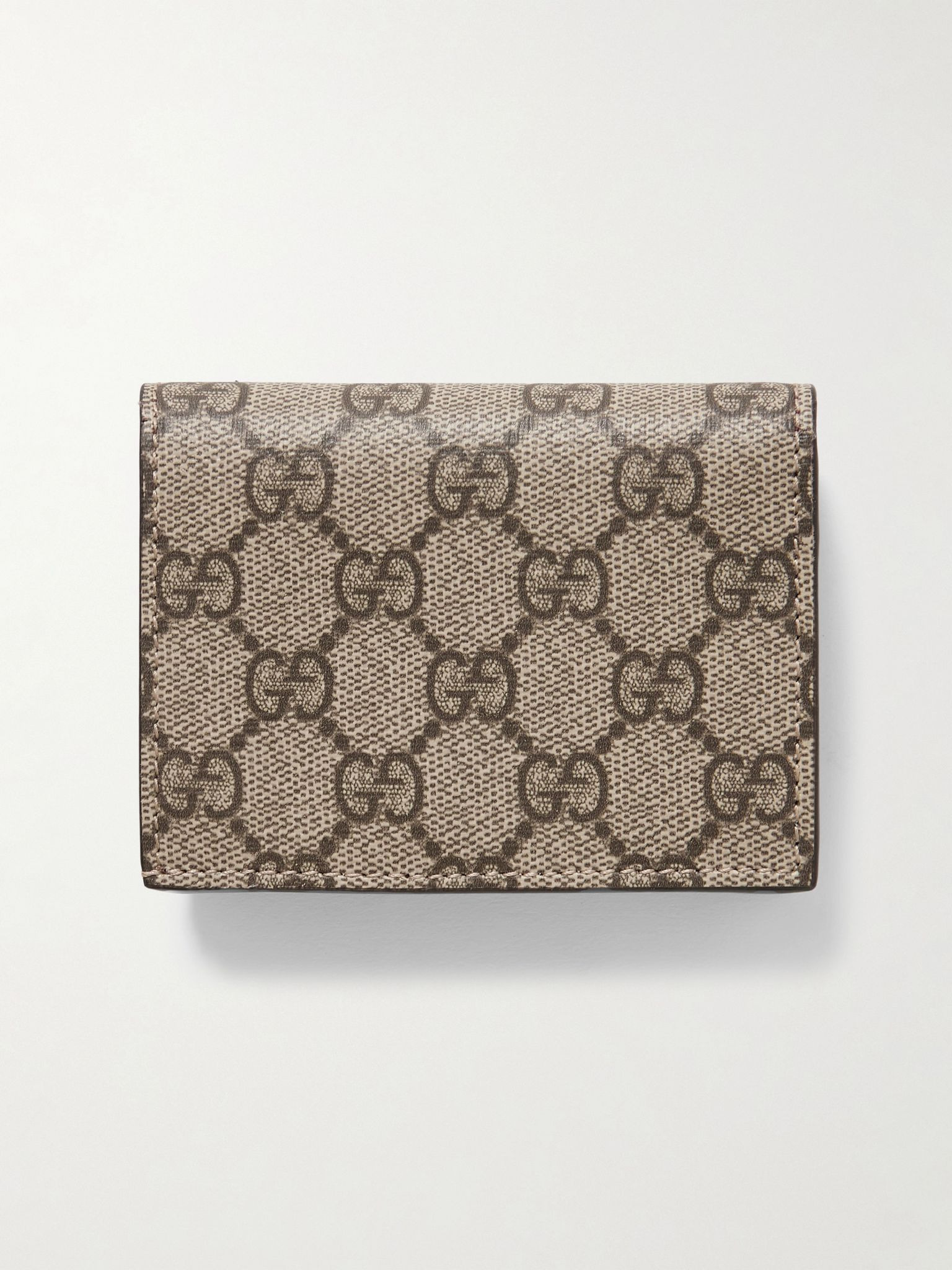 GG Marmont Petite textured-leather and printed coated-canvas wallet Brown - 3