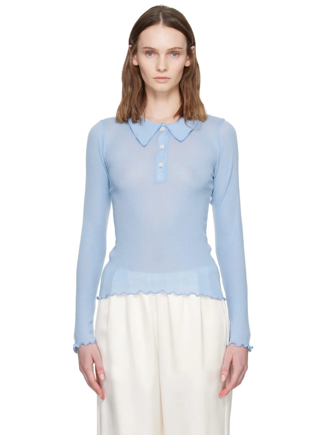 Blue Dual Long Sleeve Polo - 1