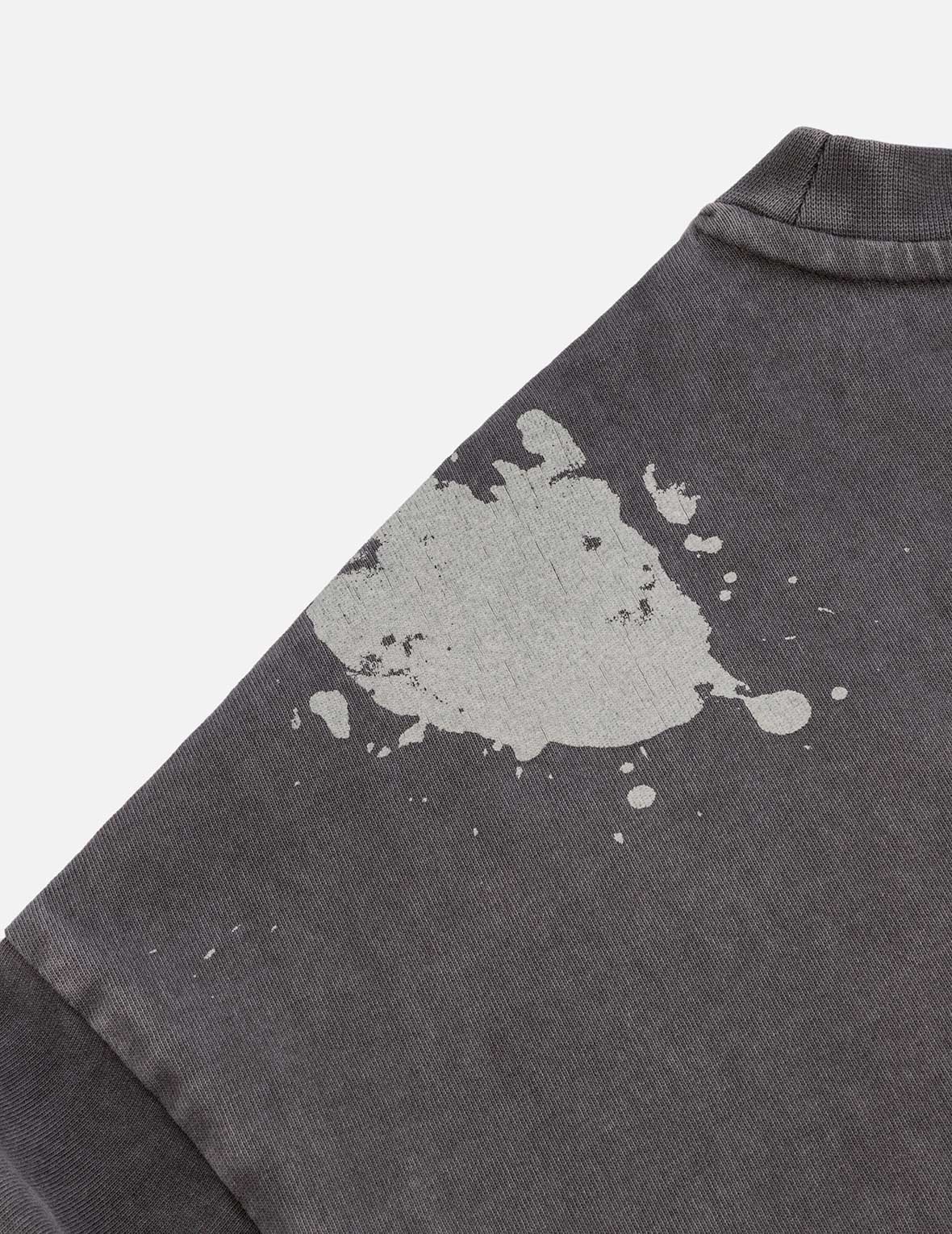 Washed Logo Embroidery and Print Loose Fit T-shirt - 9
