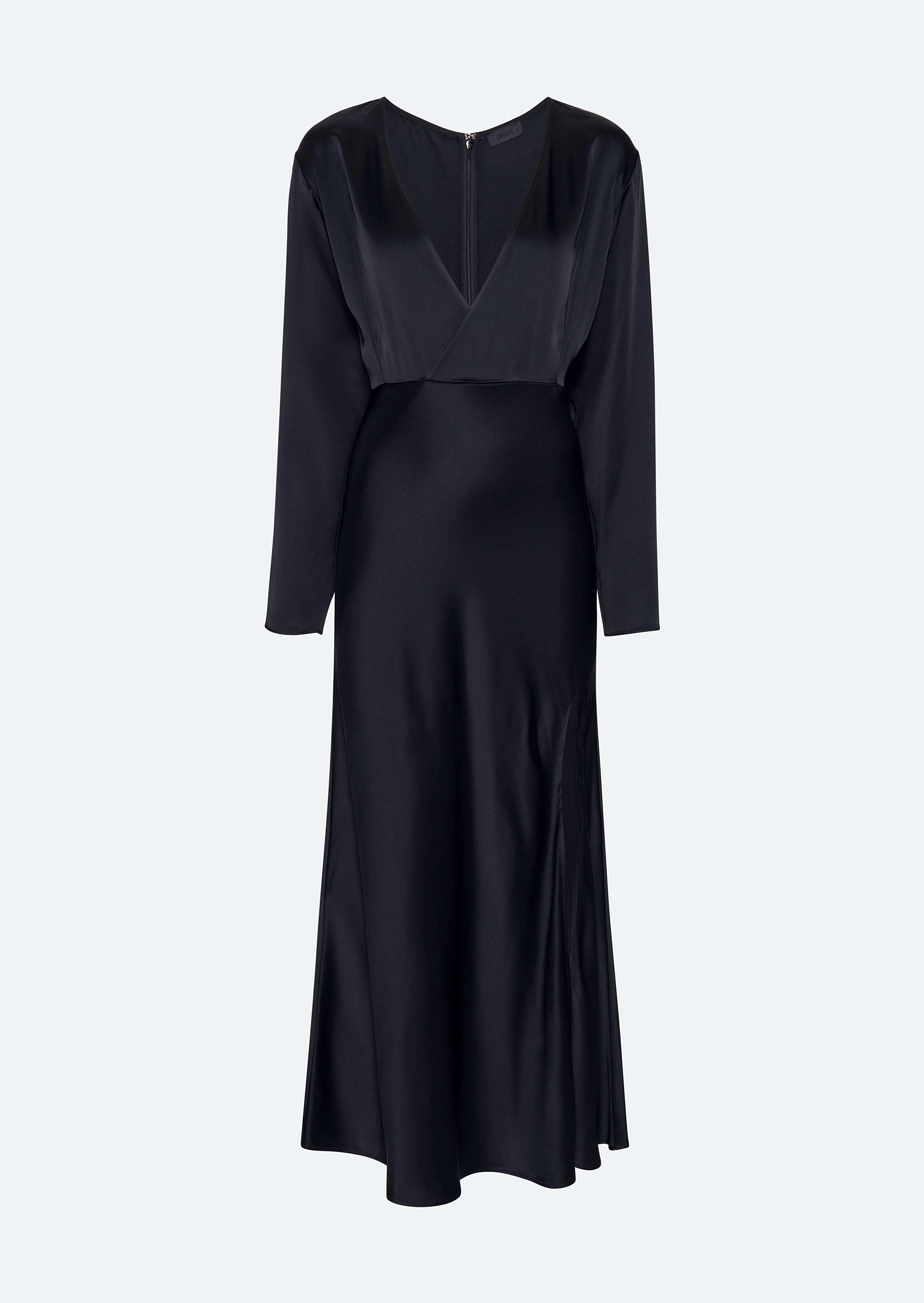 Satin V Neck Dress - 1