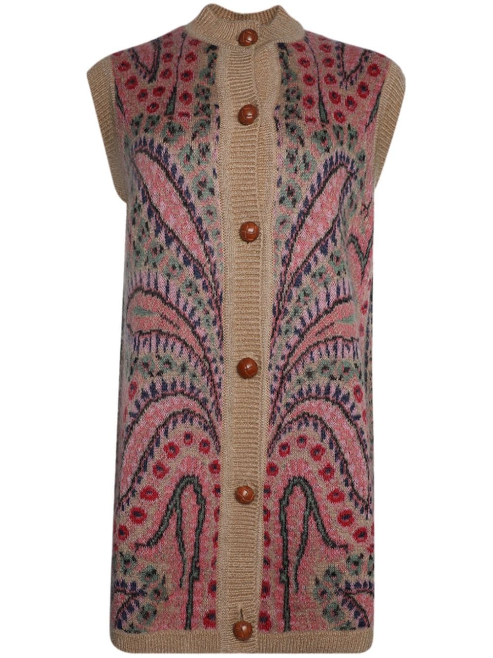 patterned-jacquard knitted vest - 1