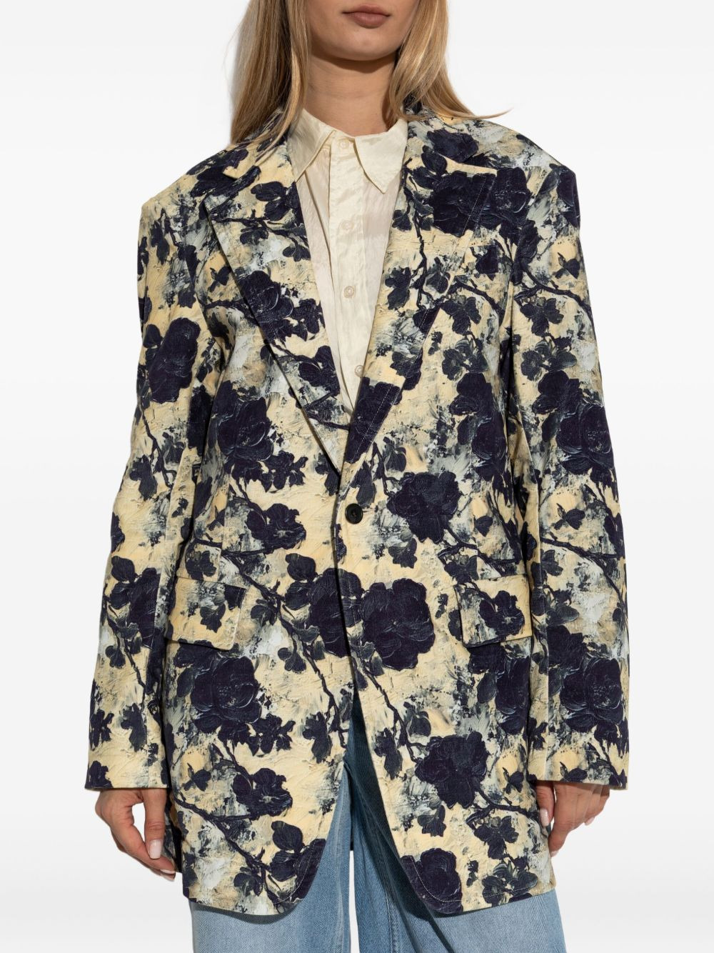 floral-print single-breasted blazer - 3