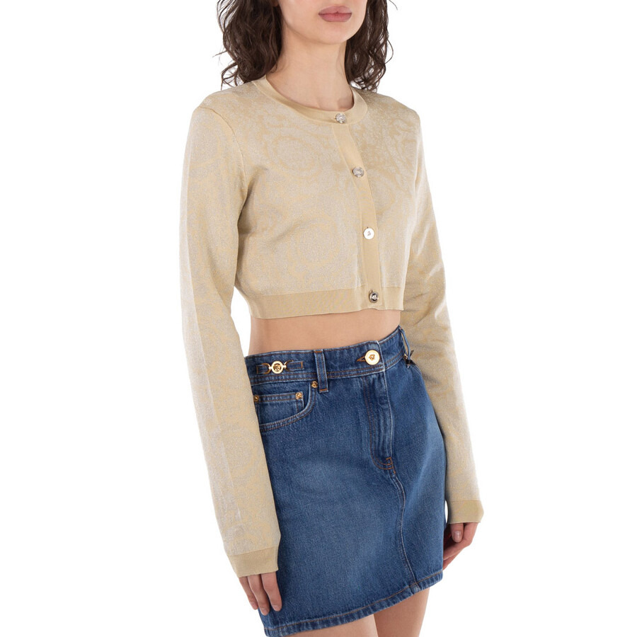 Versace Barocco Lurex Cropped Cardigan - 2
